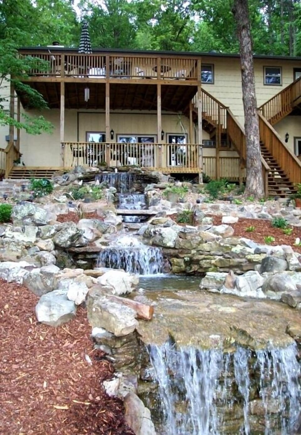 Rear view of the house and waterfall
