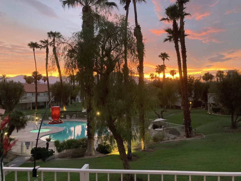 Views of beautiful sunsets over San Jacinto Mountain from our balcony!
