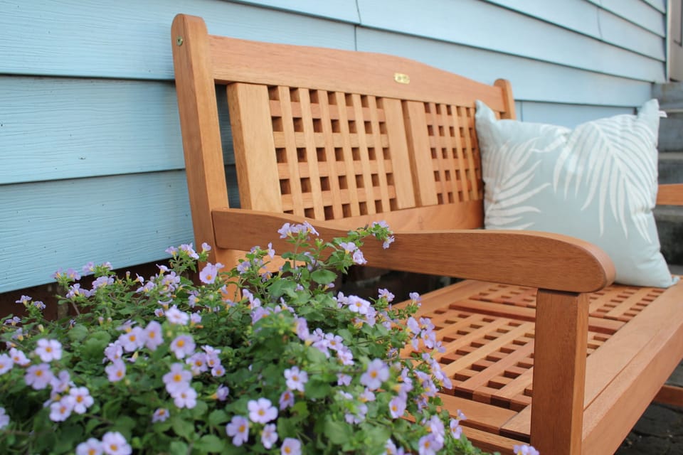Lovely outdoor bench!  All at your "home away from home"
