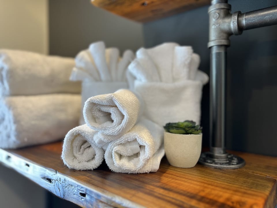 Bath towels and bed linens included with rental.