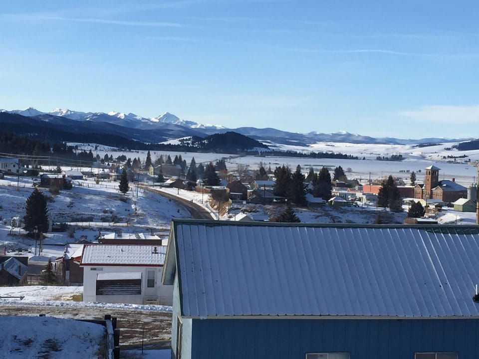 View from deck of Pintler Mountains in Winter