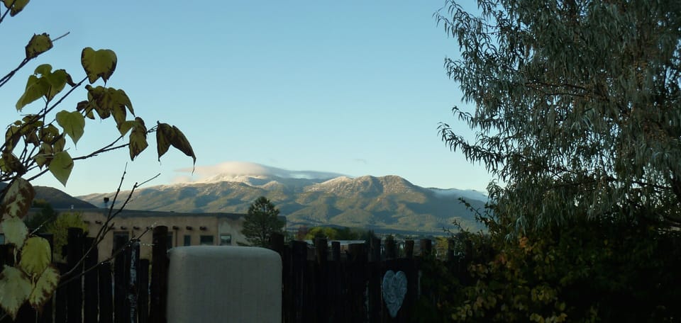Mountain views from the courtyard.