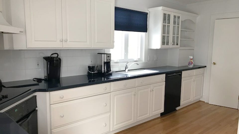 kitchen.  door at far end is the 1/2 bath
