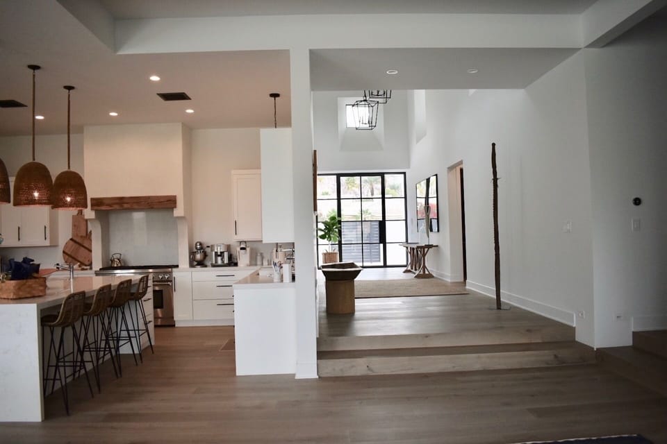 Huge open floor plan Great/living room, dining & kitchen lead to multiple patios