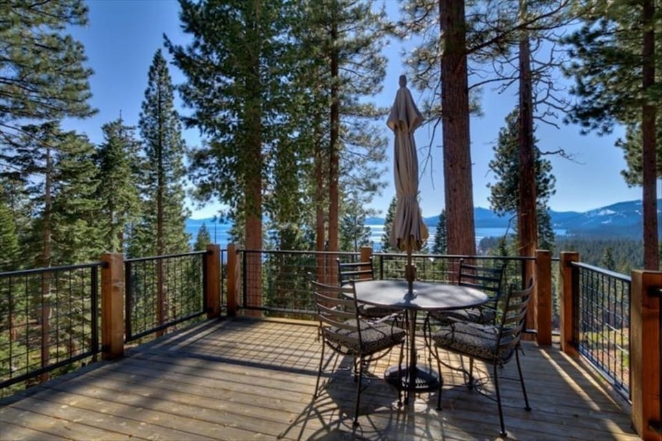 Relax on the sunny upstairs deck, an ideal spot to bask in the sunlight and take in the views
