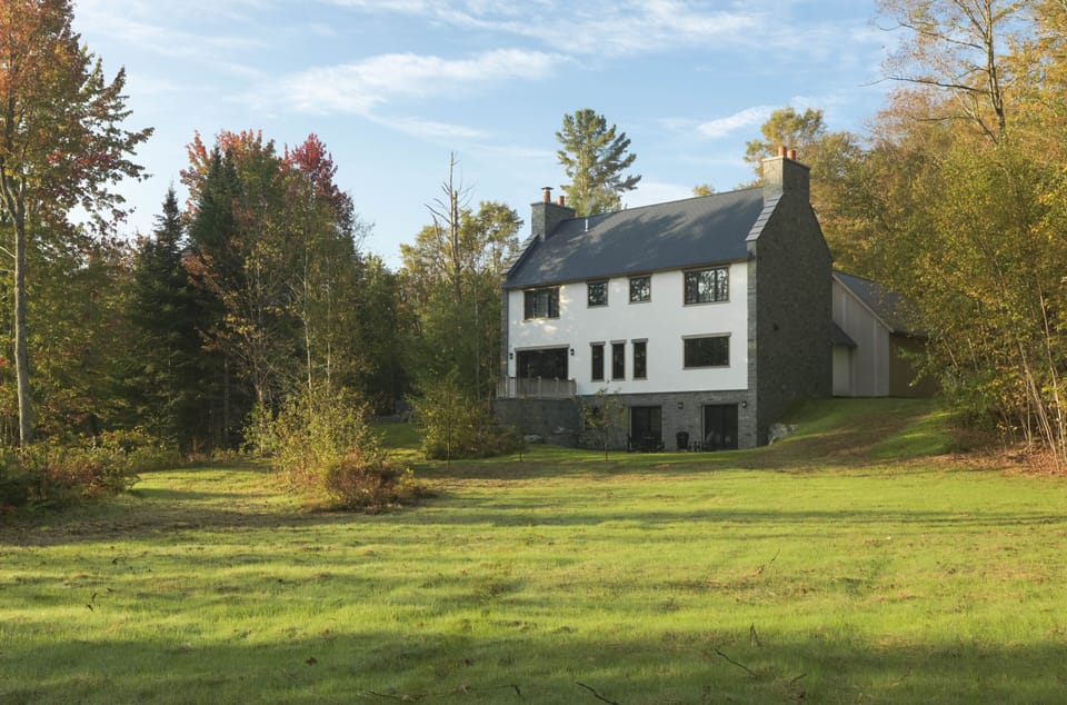 View from the meadow to the back of the house