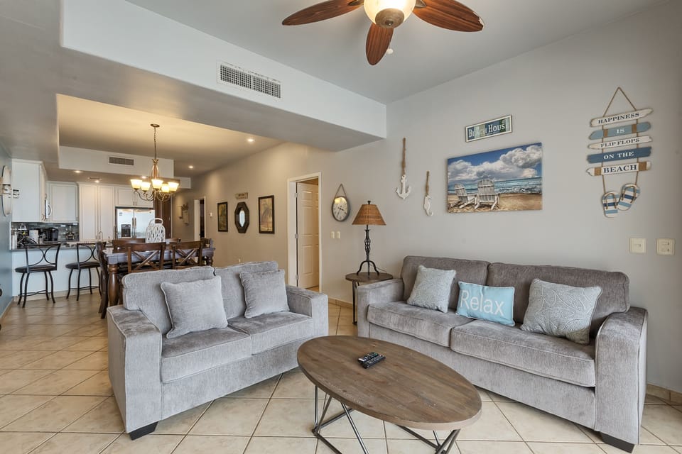 Relax in this beach cozy living area