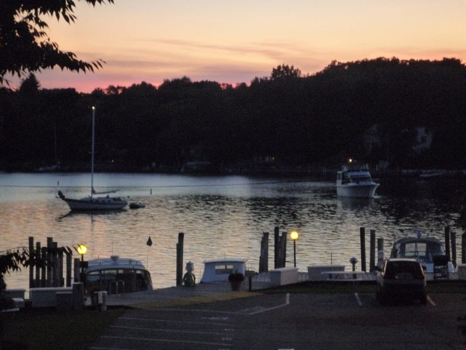 View of harbor at Evening from kitchen/deck.