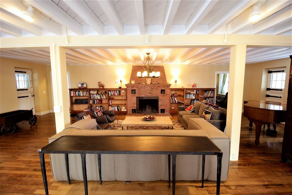 Unwind with friends and family in front of a crackling fire.