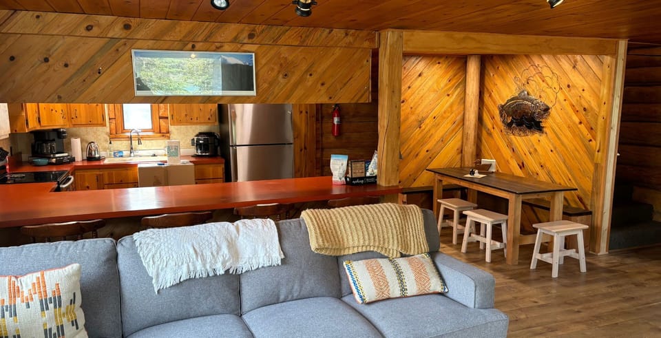 Living Room is right off Kitchen
