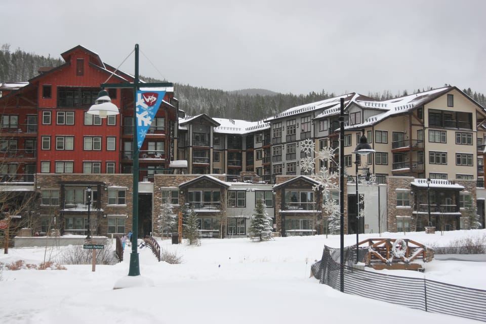 looking east from Winter Park Resort base area to Founders Pointe