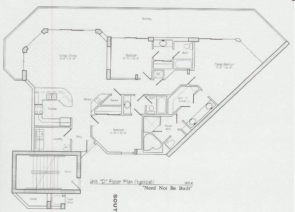 Floorplan. Notice the large wrap around balcony and all the space in the condo!