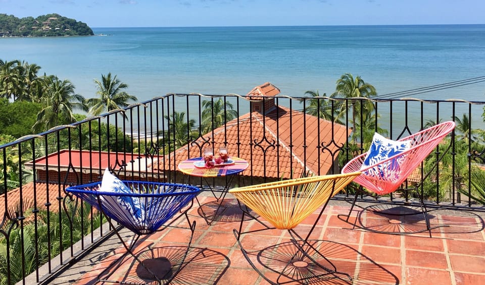 Beautiful ocean and Sayulita Bay view from the large top floor patio.