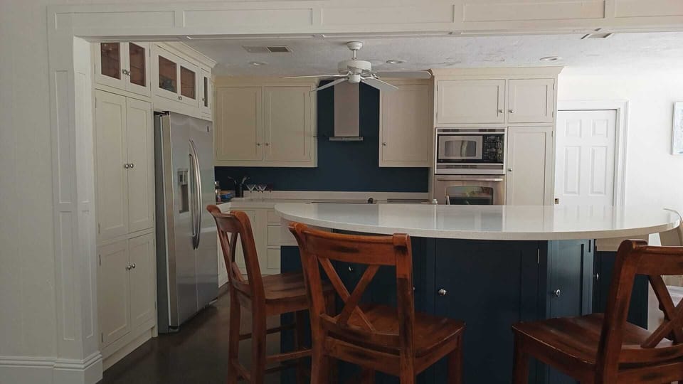 Bespoke handmade shaker style kitchen shipped over from York, England. 