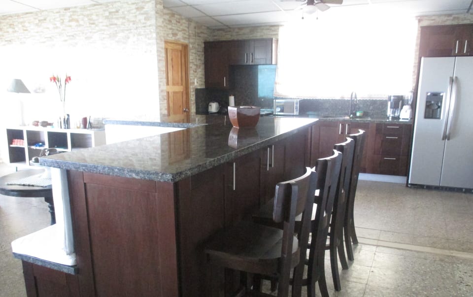 view from livingroom towards kitchen island