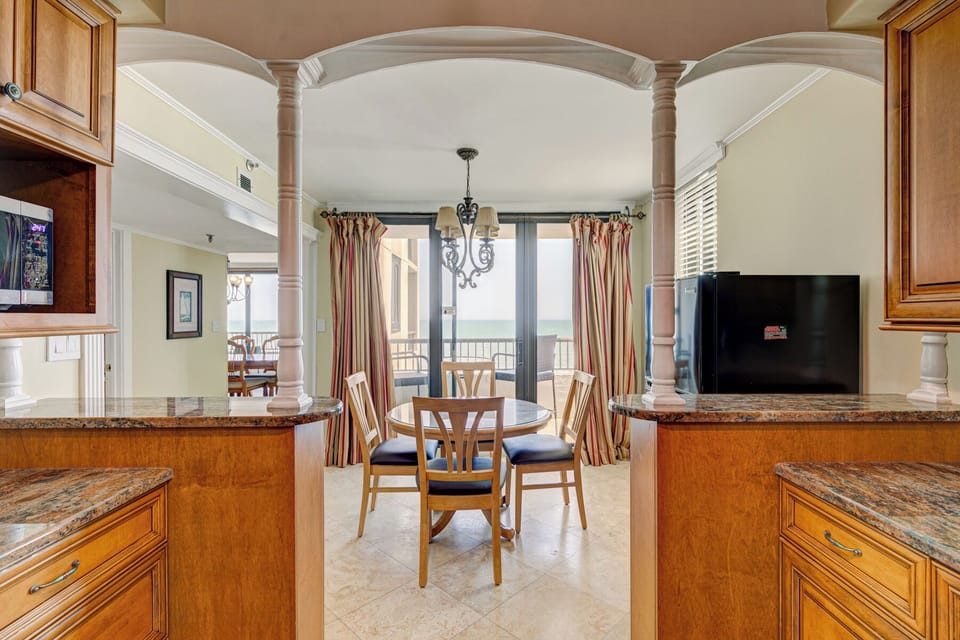 Kitchen overlooks the ocean with its own private balcony