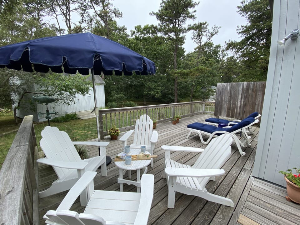 Deck off the back of the house (outdoor shower in the back)