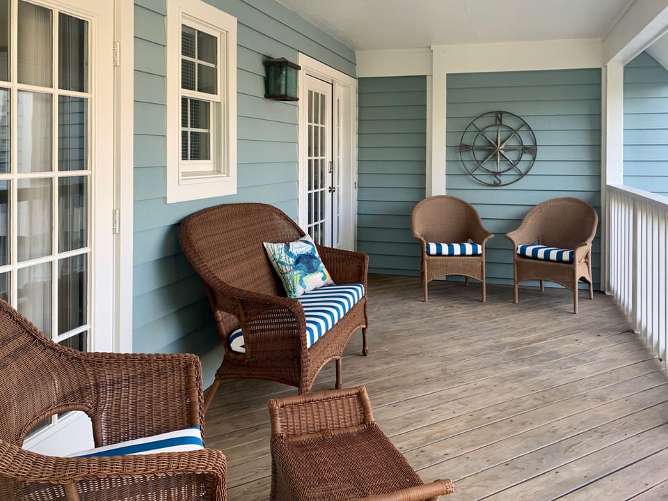 Our private and copy front porch is perfect for quiet evenings.