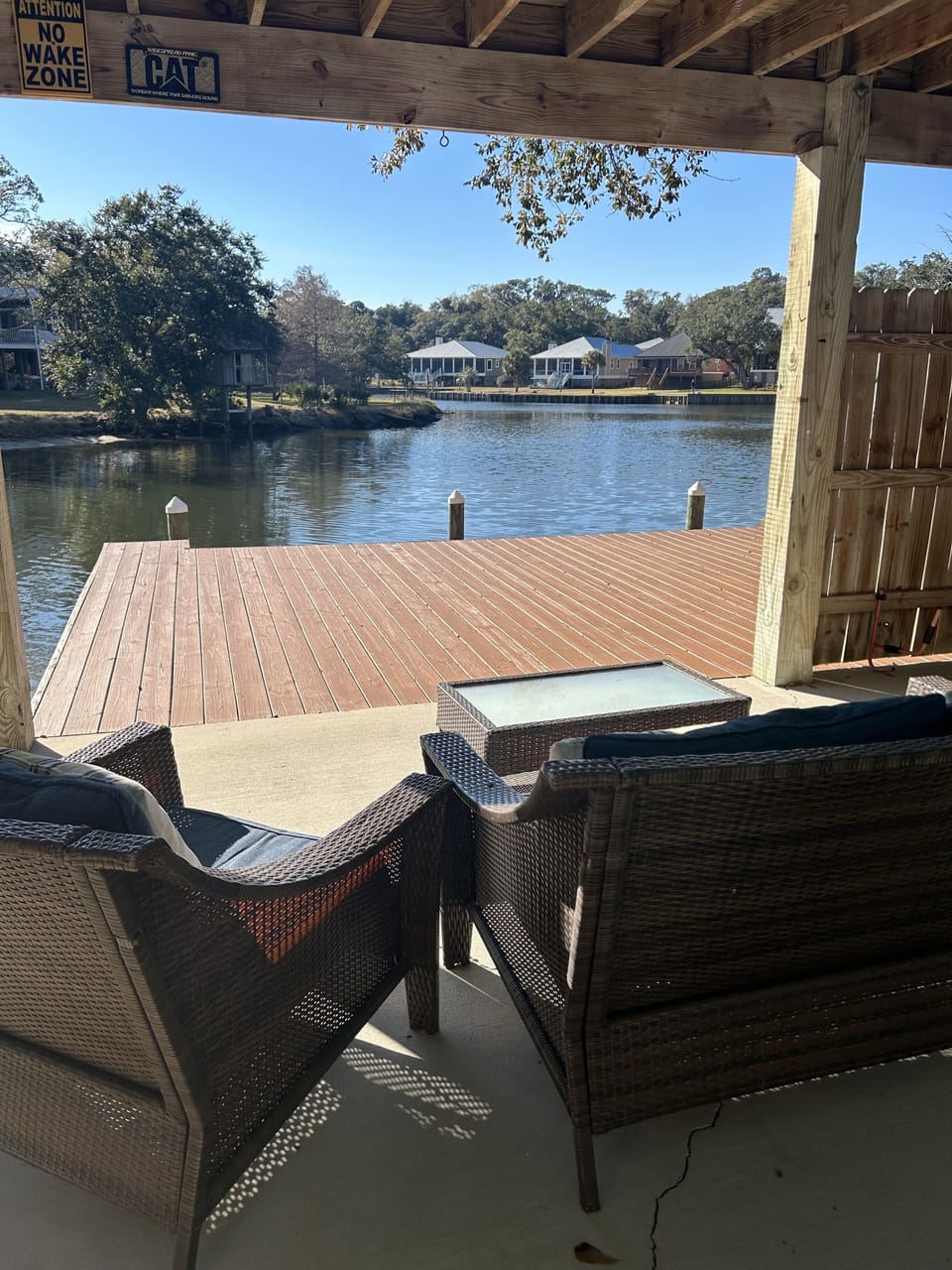 RELAXING UNDER THE UNIT AT THE MOUTH OF THE RIVER
