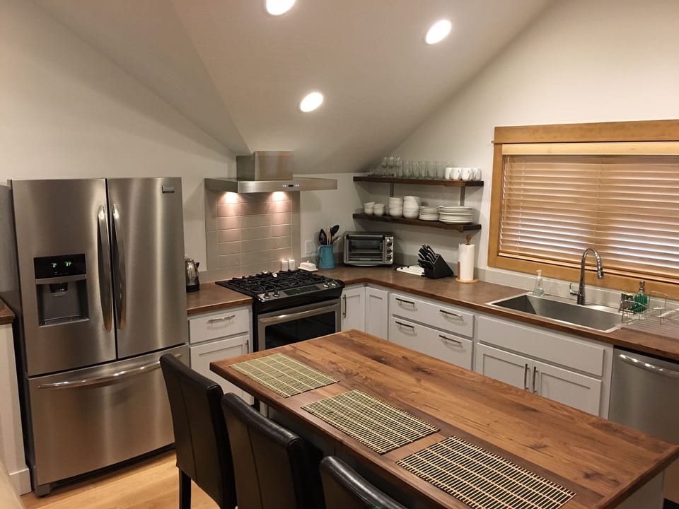 A full kitchen with everything needed to cook your faverite meals.  