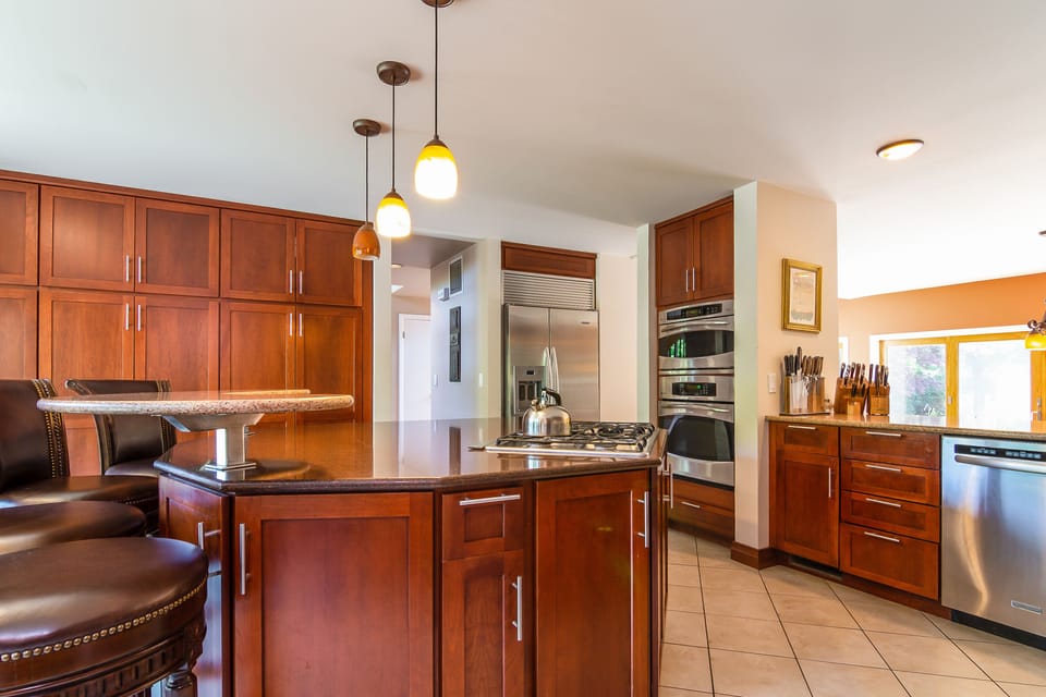 Plenty of counter tops provide prep space