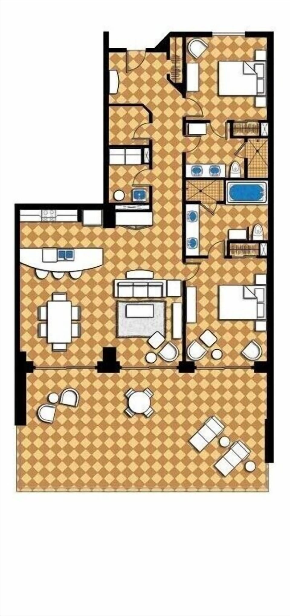 Largest 2 bedroom floor plan in the resort! 
