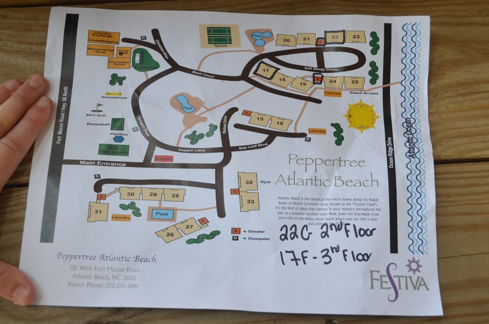 Map of the Peppertree Atlantic Beach resort