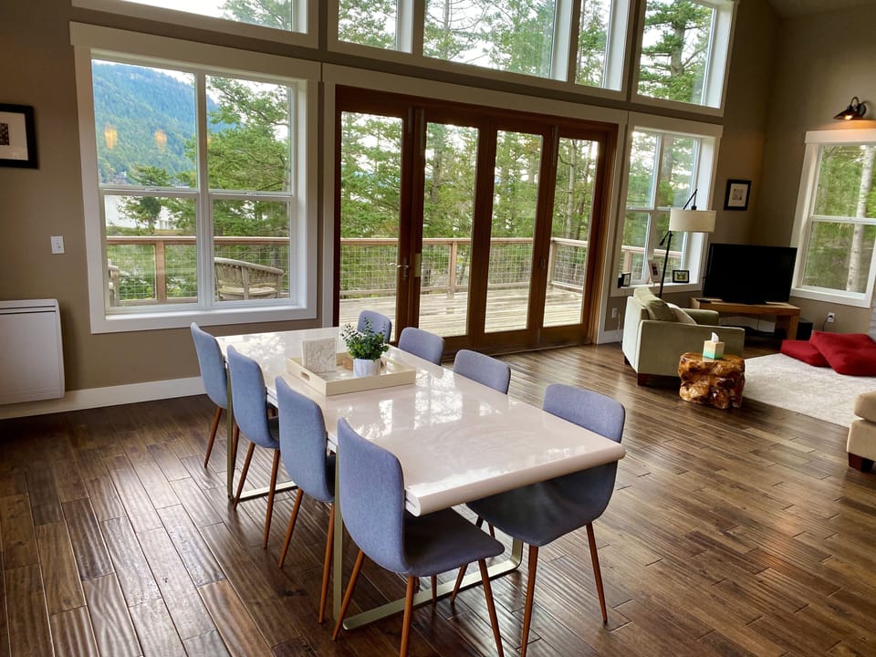 Dining area with 12ft bi-folding doors


