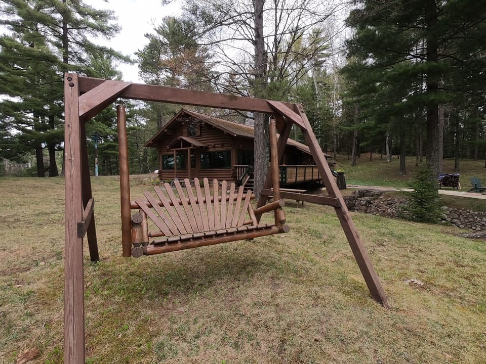 Swing overlooking lake
