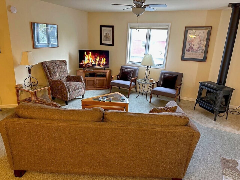 Large front room with door to deck. Queen Sofa Sleeper. 