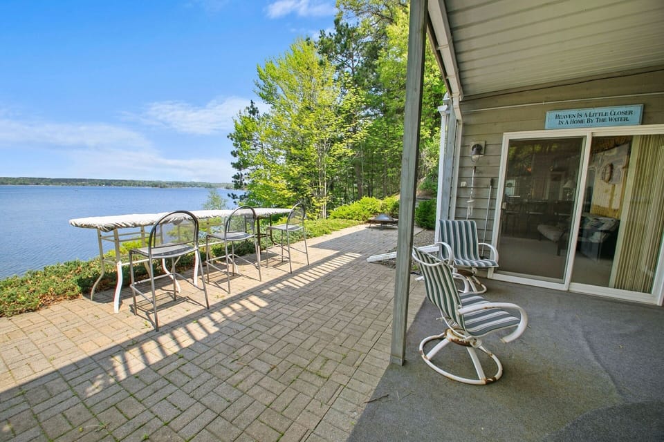 Lower level paver patio w a propane fire for guests enjoyment