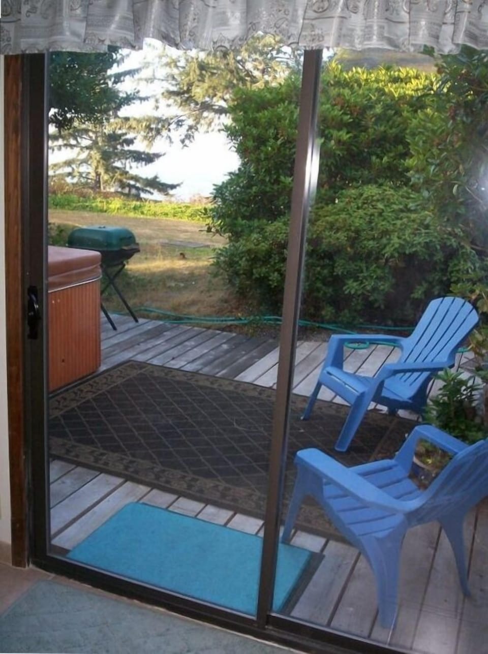View of ocean and spa from the living room.