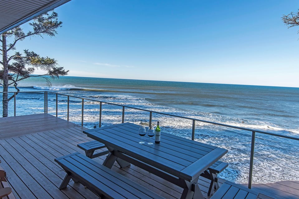  Large picnic tables, seating and BBQ on deck