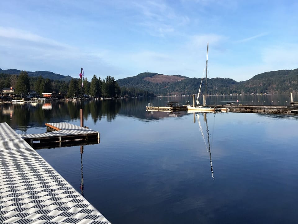 Beautiful day looking north on an updated dock