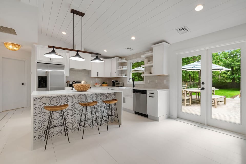 Kitchen and back deck 