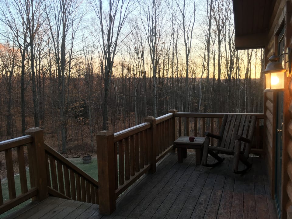 deck with sitting area outside Master bedroom