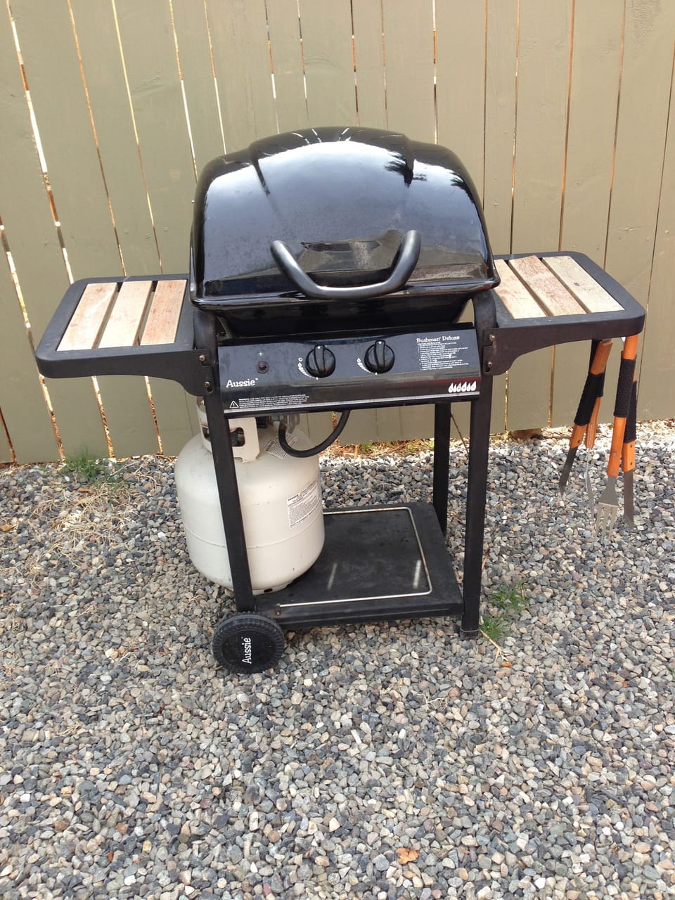 gas bbq in backyard