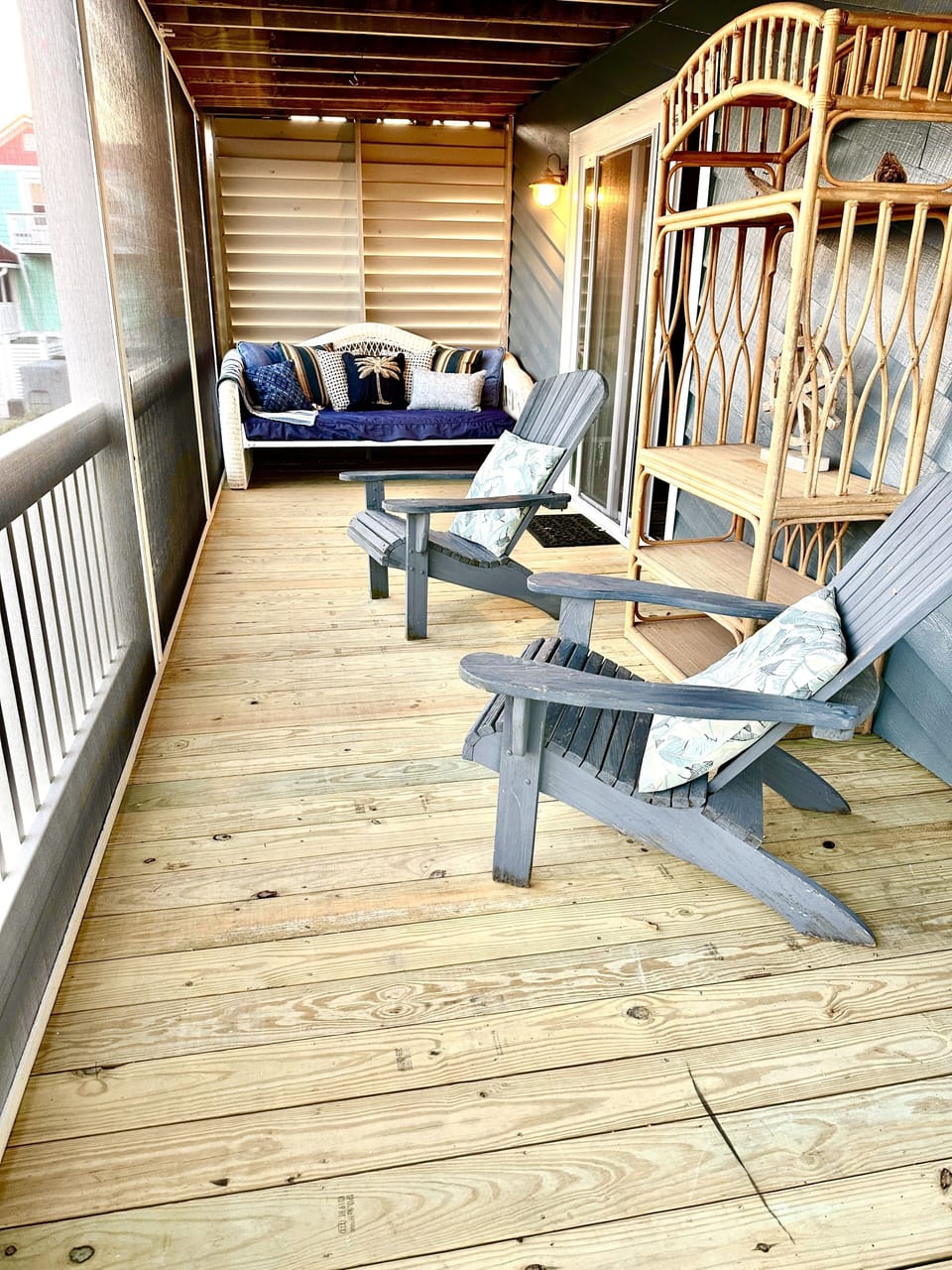 Screen porch off living room and main level king bed guest room. 