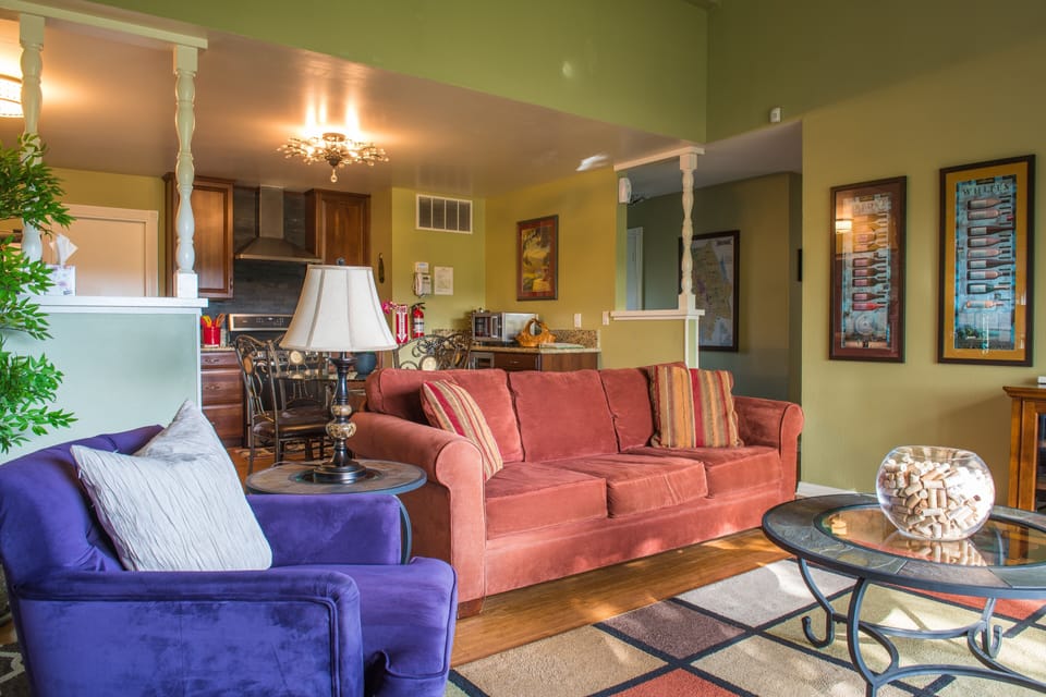 Open concept living room to kitchen