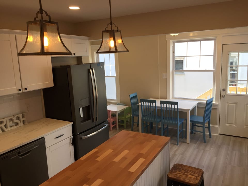 full sized refrigerator, new dishwasher