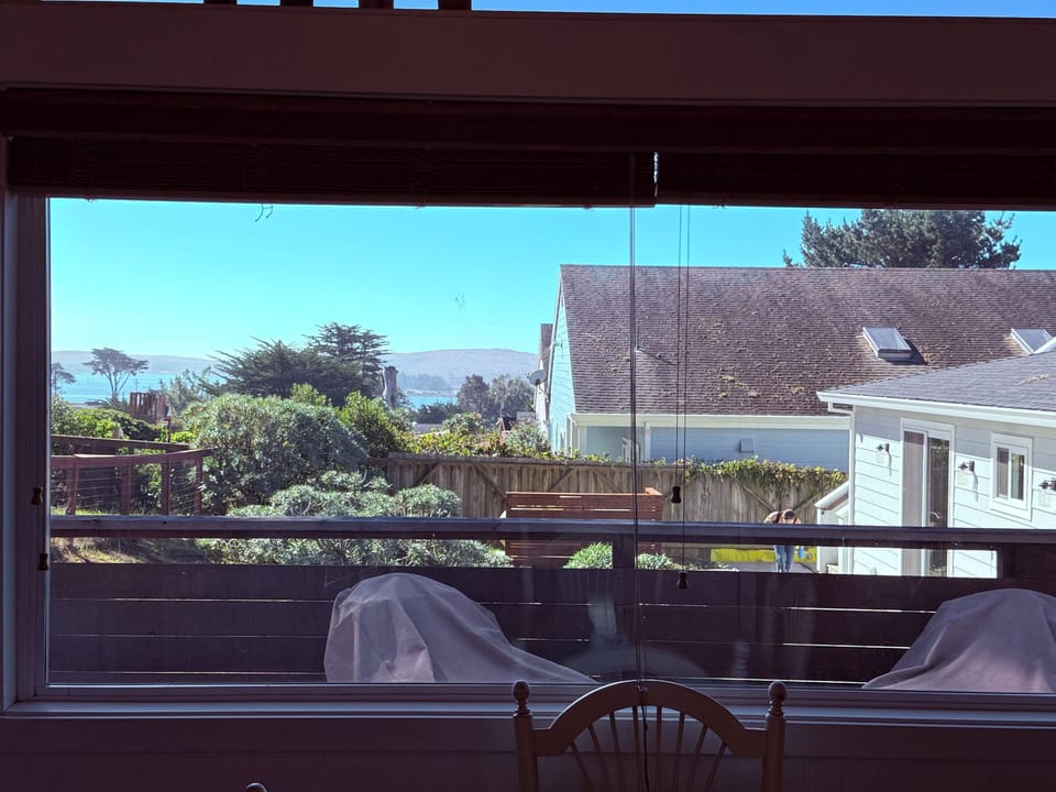 View of Bodega Harbor from picture window.
