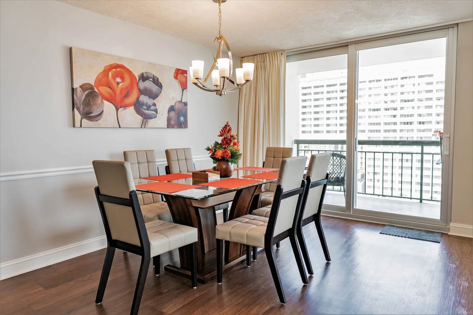 Dining Table - disregard the view in the picture- you can actually see the beach