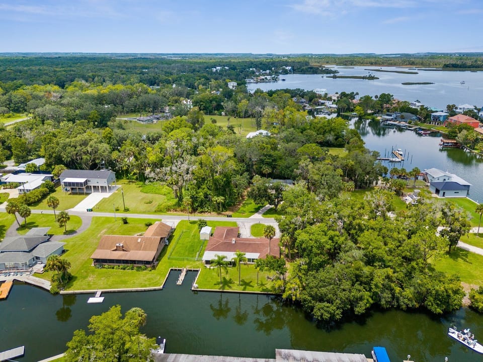 Arial view with 2 boat slips