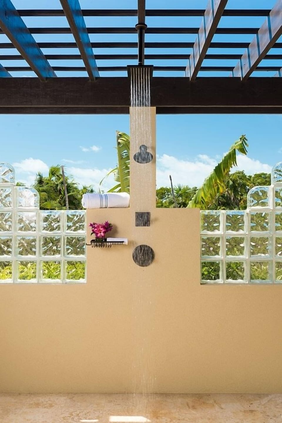 Master shower with ocean view.