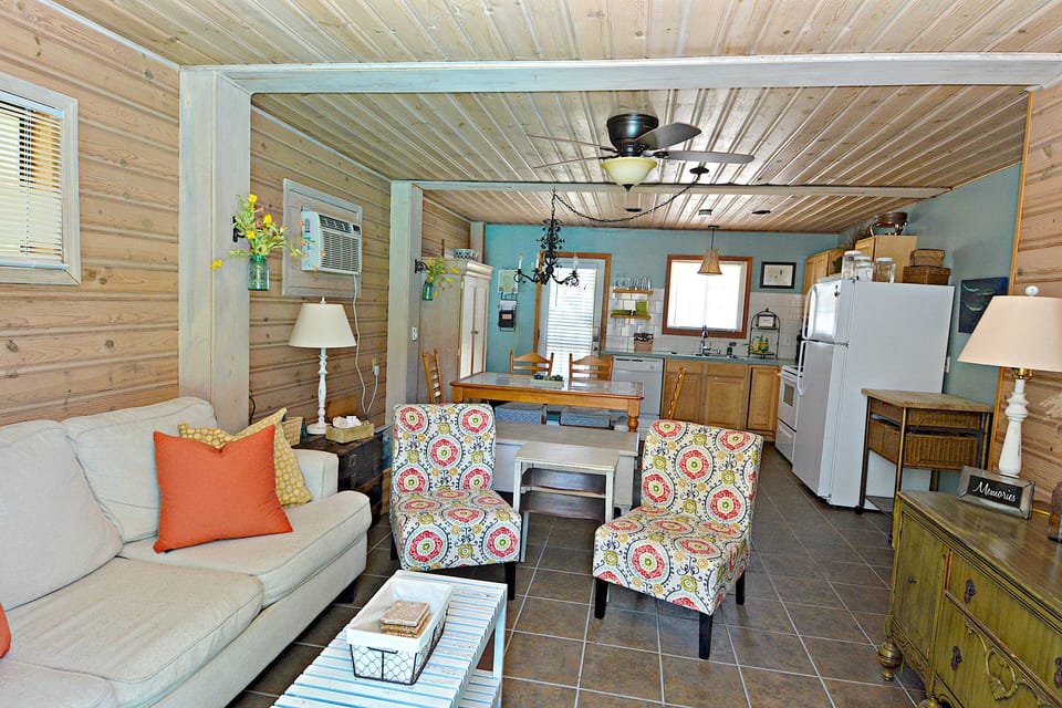 Living room looking towards dining area and kitchen