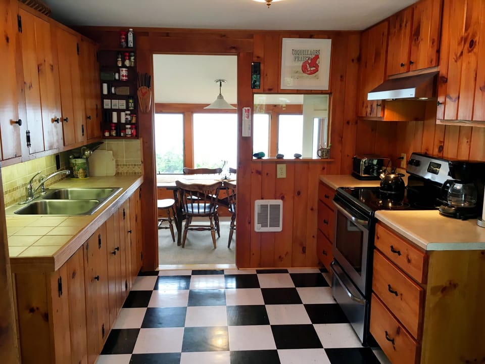 Kitchen area with walkthrough to dining room