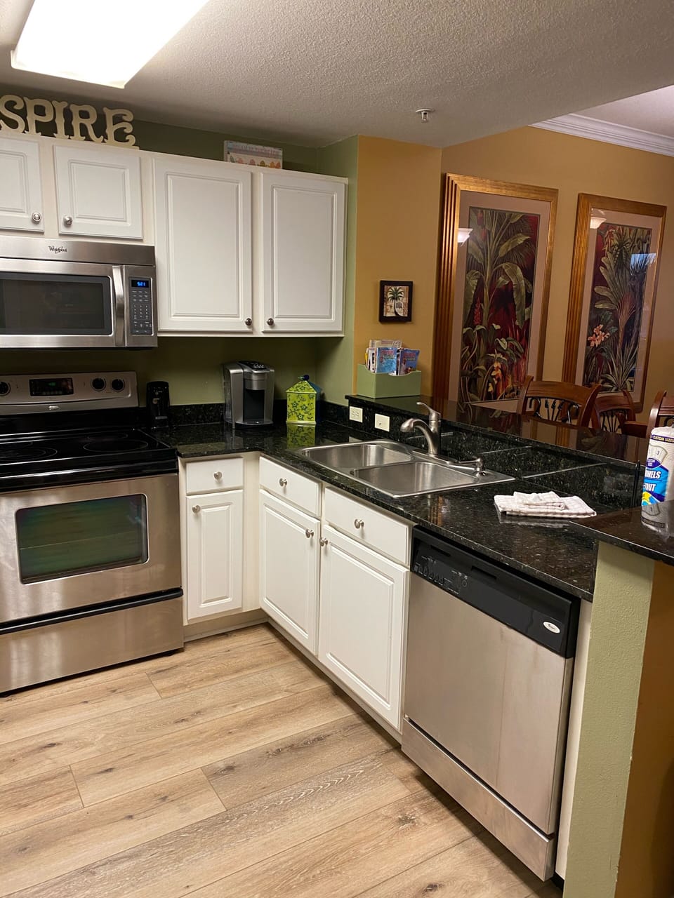 Kitchen is fully equipped and includes both a Keurig & regular coffee maker.