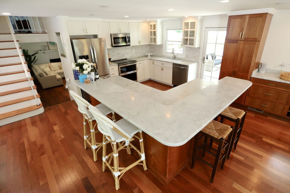 Kick Off Mornings With A Cup of Coffee At The Oversized Marble Island!