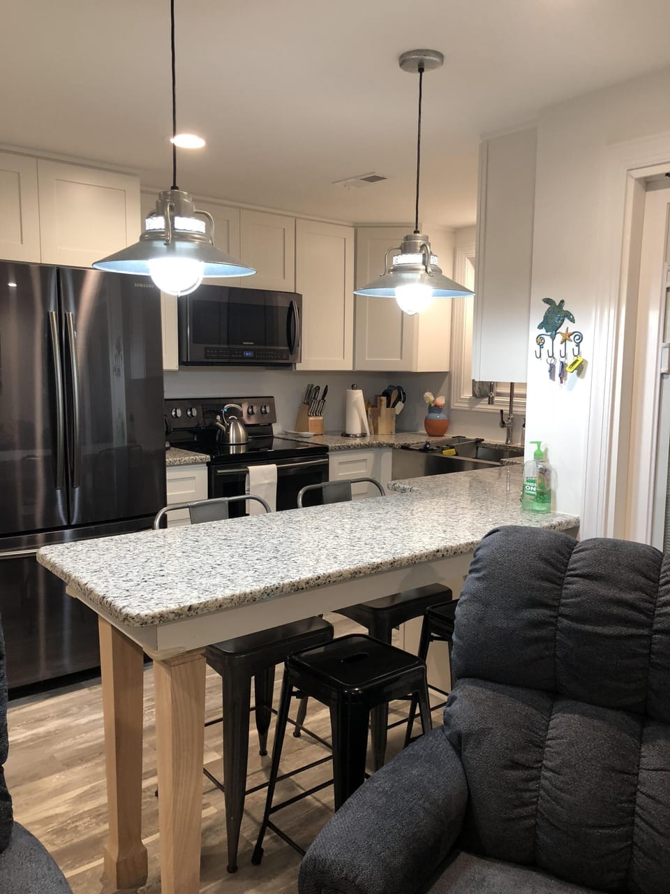Share a meal at the bar top or watch TV while preparing the meal.  Your choice.