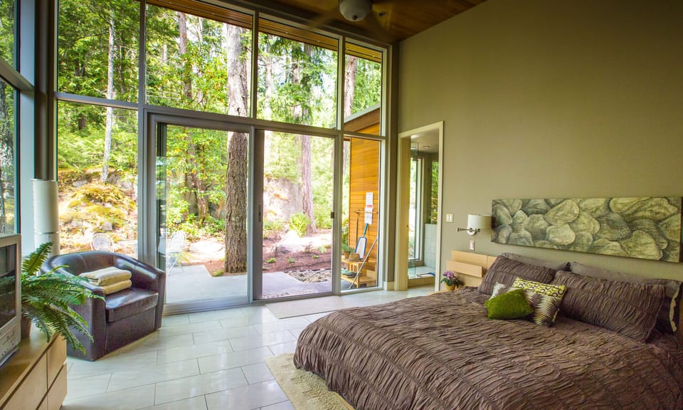 Wake up in the Forest - totally private so you don't need curtains